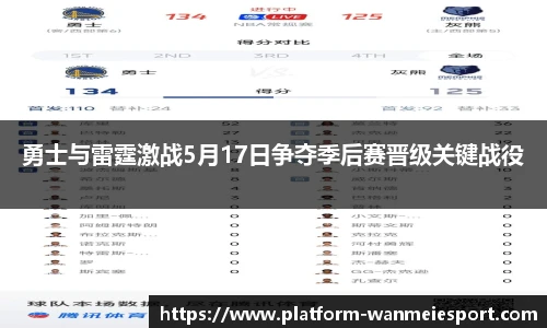 勇士与雷霆激战5月17日争夺季后赛晋级关键战役